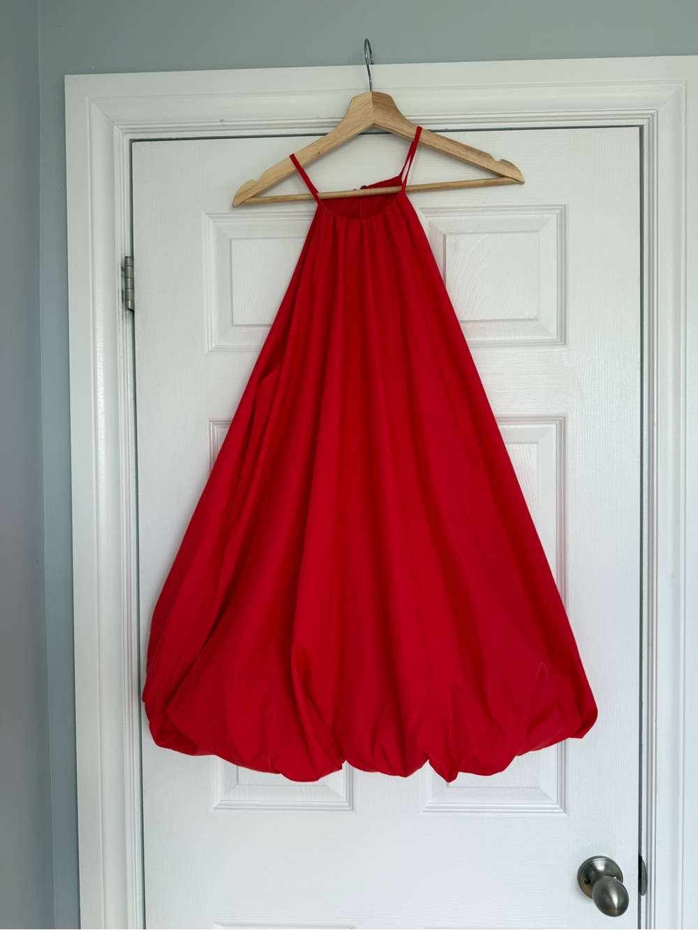Commense Red Balloon Hem Mini Dress